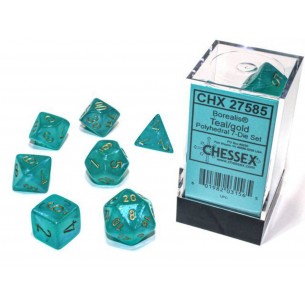 Chessex - Set 7 Dadi - Borealis Luminary Teal/Gold 2