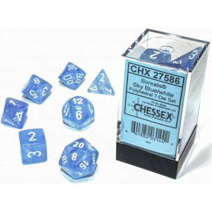 Chessex - Set 7 Dadi - Borealis Luminary Sky Blue/White 2