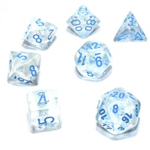 Chessex - Set 7 Dadi - Borealis Luminary Icicle/White Blue