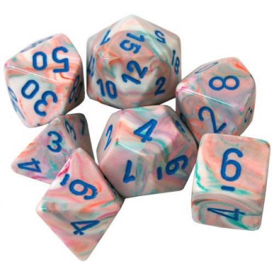 Chessex - Set 7 Dadi - Festive Pop Art/Blue