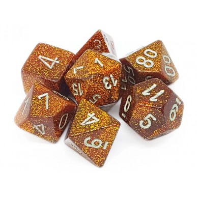 Chessex - Set 7 Dadi - Glitter Gold/Silver