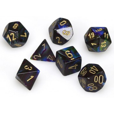 Chessex - Set 7 Dadi - Lustrous Shadow/Gold