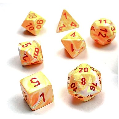 Chessex - Set 7 Dadi - Festive Sunburst/Red