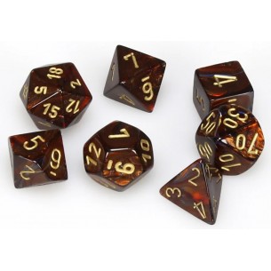 Chessex - Set 7 Dadi - Scarab Blue Blood/Gold