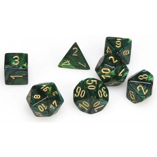 Chessex - Set 7 Dadi - Scarab Jade/Gold