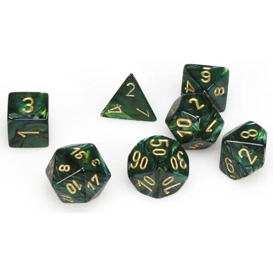 Chessex - Set 7 Dadi - Scarab Jade/Gold
