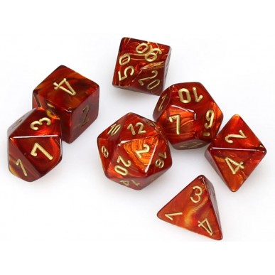 Chessex - Set 7 Dadi - Scarab Scarlet/Gold