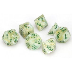 Chessex - Set 7 Dadi - Marble Green/Dark Green
