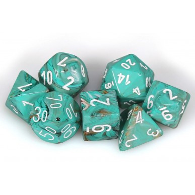 Chessex - Set 7 Dadi - Marble Oxi‑Copper/White