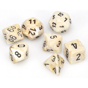 Chessex - Set 7 Dadi - Marble Ivory/Black