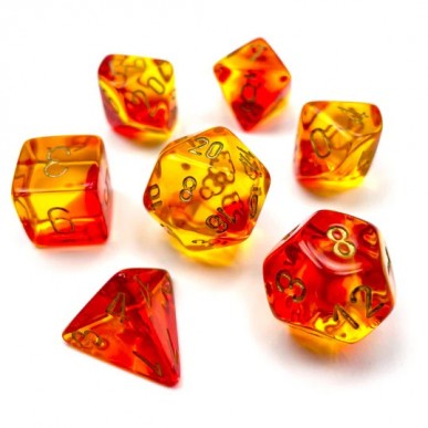 Chessex - Set 7 Dadi - Gemini Translucent Red/Yellow/Gold
