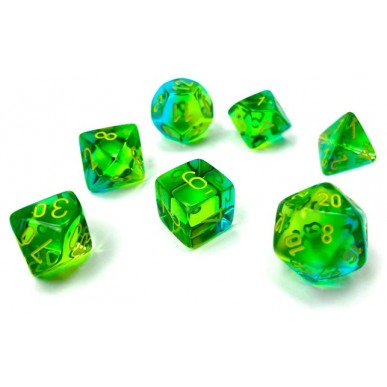 Chessex - Set 7 Dadi - Gemini Translucent Green/Teal/Yellow