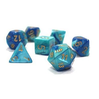 Chessex - Set 7 Dadi - Gemini Blue/Teal/Gold