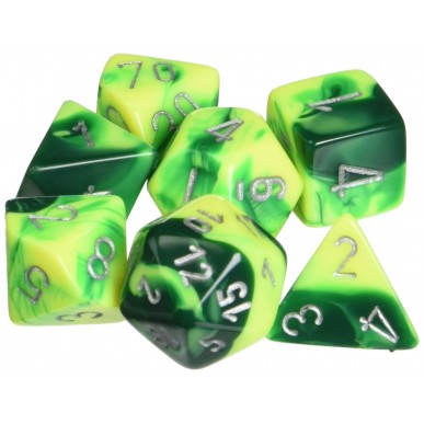 Chessex - Set 7 Dadi - Gemini Green/Yellow/Silver