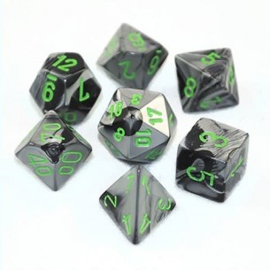 Chessex - Set 7 Dadi - Gemini Black/Grey/Green