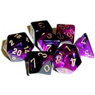 Chessex - Set 7 Dadi - Gemini Black/Purple/Gold