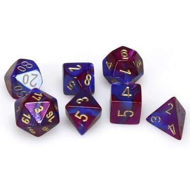 Chessex - Set 7 Dadi - Gemini Blue/Purple/Gold