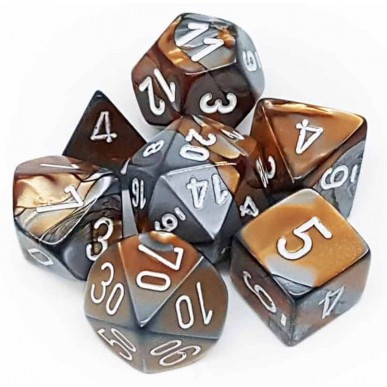 Chessex - Set 7 Dadi - Gemini Copper/Steel/White