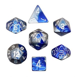 Chessex - Set 7 Dadi - Gemini Blue/Steel/White