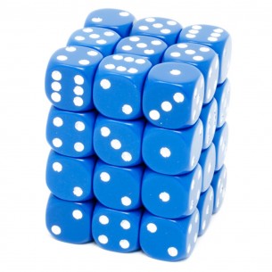 Chessex - Set 36 Dadi da 12mm - Opaque Blue/White