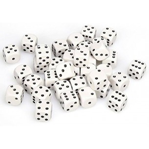 Chessex - Set 36 Dadi da 12mm - Opaque White/Black