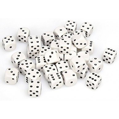 Chessex - Set 36 Dadi da 12mm - Opaque White/Black