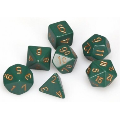 Chessex - Set 7 Dadi - Opaque Dusty Green/Gold