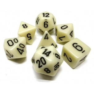 Chessex - Set 7 Dadi - Opaque Ivory/Black