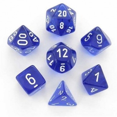 Chessex - Set 7 Dadi - Translucent Blue/White