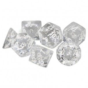 Chessex - Set 7 Dadi - Translucent Clear/White