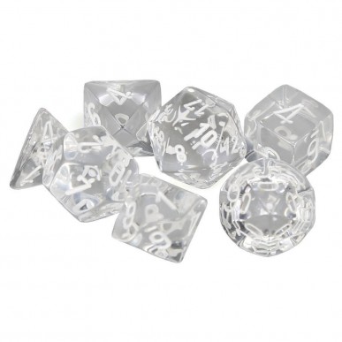 Chessex - Set 7 Dadi - Translucent Clear/White