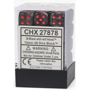 Chessex - Set 36 Dadi da 12mm - Velvet Black/Red 2