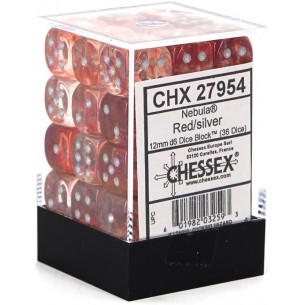 Chessex - Set 36 Dadi da 12mm - Nebula Luminary Red/Silver 2