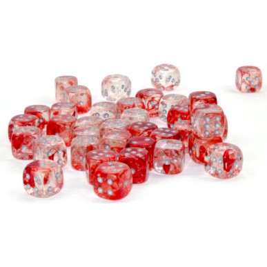 Chessex - Set 36 Dadi da 12mm - Nebula Luminary Red/Silver