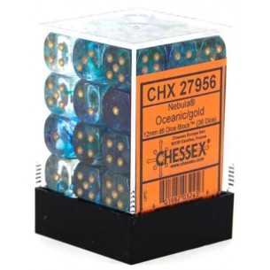 Chessex - Set 36 Dadi da 12mm - Nebula Luminary Oceanic/Gold 2
