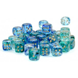 Chessex - Set 36 Dadi da 12mm - Nebula Luminary Oceanic/Gold