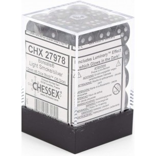 Chessex - Set 36 Dadi da 12mm - Borealis Luminary Light Smoke/Silver 2