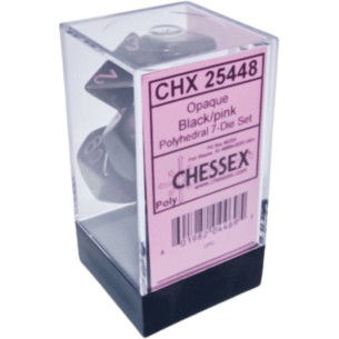 Chessex - Set 7 Dadi - Opaque Black/Pink 2