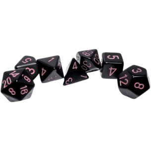 Chessex - Set 7 Dadi - Opaque Black/Pink