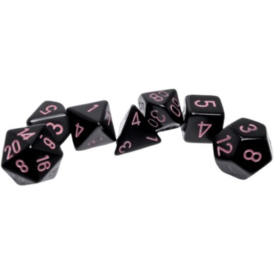 Chessex - Set 7 Dadi - Opaque Black/Pink