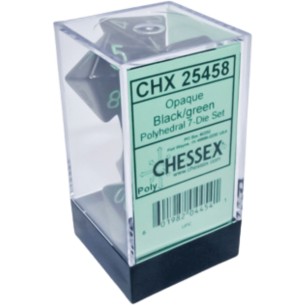 Chessex - Set 7 Dadi - Opaque Black/Green 2