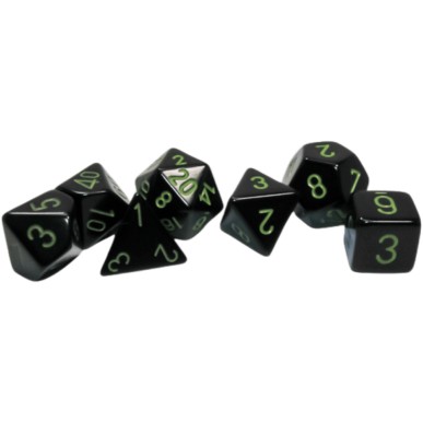 Chessex - Set 7 Dadi - Opaque Black/Green