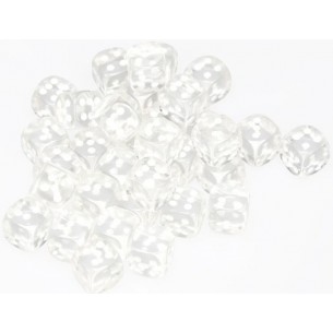 Chessex - Set 36 Dadi da 12mm - Translucent Clear/White