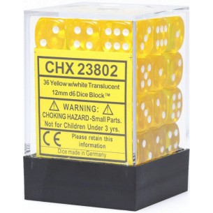 Chessex - Set 36 Dadi da 12mm - Translucent Yellow/White 2