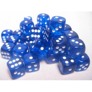 Chessex - Set 36 Dadi da 12mm - Translucent Blue/White