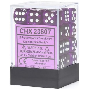 Chessex - Set 36 Dadi da 12mm - Translucent Purple/White 2