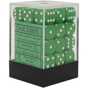 Chessex - Set 36 Dadi da 12mm - Opaque Green/White 2
