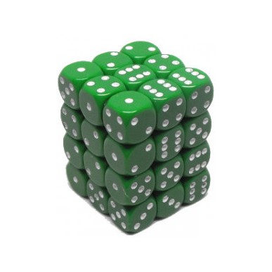 Chessex - Set 36 Dadi da 12mm - Opaque Green/White