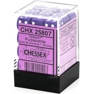 Chessex - Set 36 Dadi da 12mm - Opaque Purple/White 2