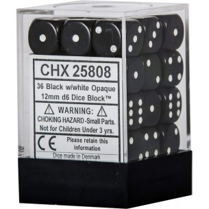 Chessex - Set 36 Dadi da 12mm - Opaque Black/White 2
